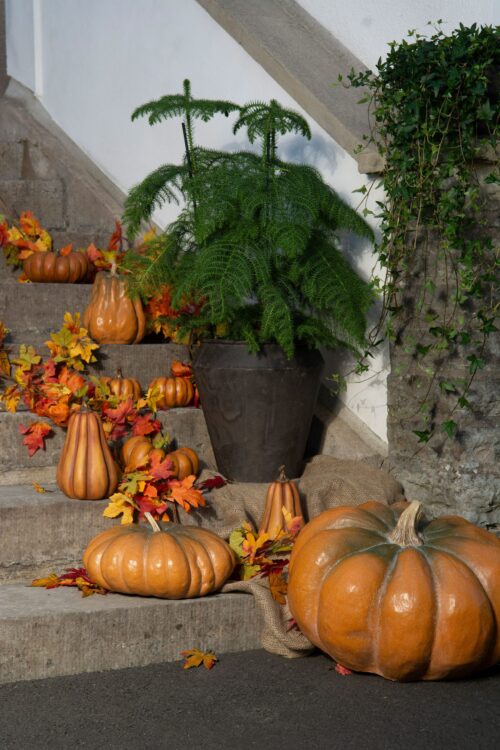 Girlang med lönnlöv i höstfärger 152 cm