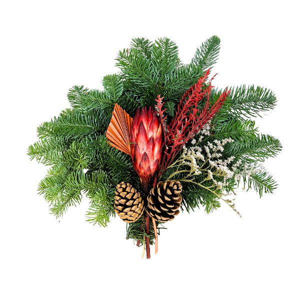 Gravbukett med nobilisgran och pynt