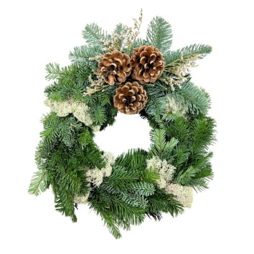 Gravkrans med nobilisgran och fönsterlav