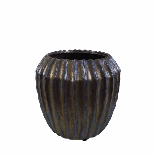 Räfflad kruka i brons Ø13,5x16 cm – dekorativ inredningsdetalj