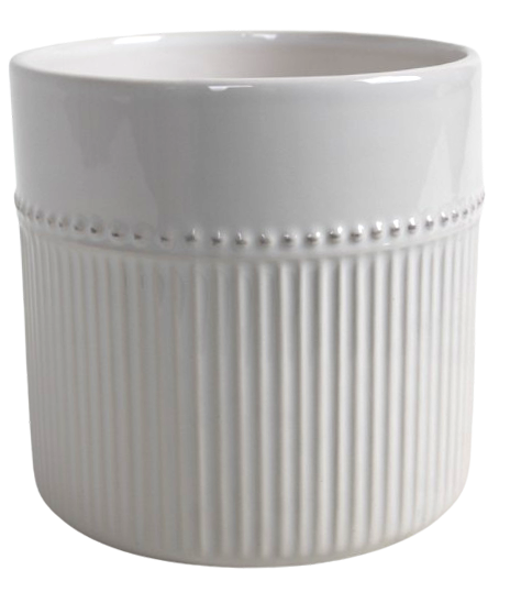 Set med fyra keramikkrukor vit 17x16 cm med räfflad design