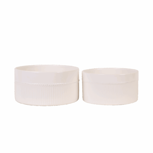 Set med två vita keramikkrukor Ø22x11 cm