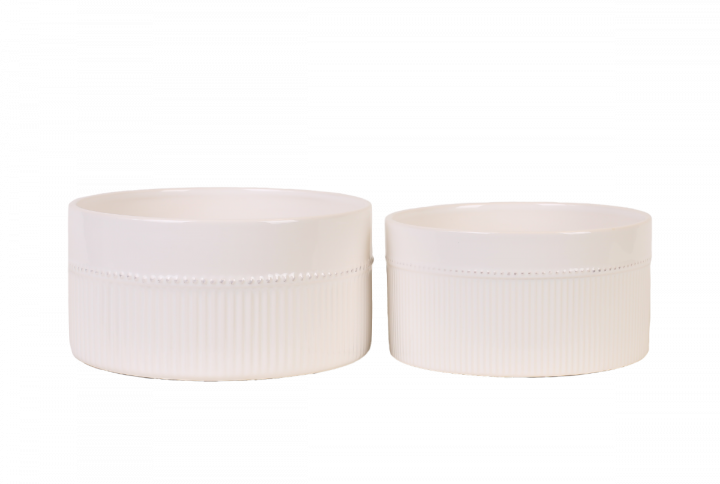 Set med två vita keramikkrukor Ø22x11 cm