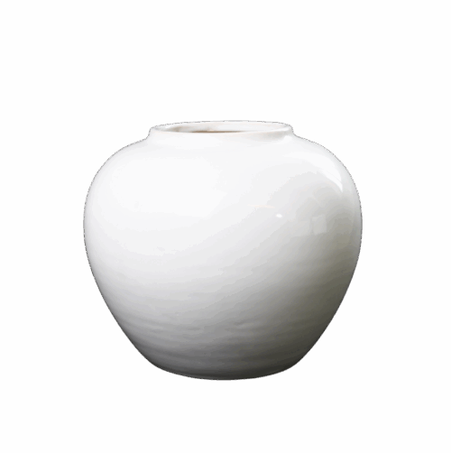 Låg vit vas i glaserad keramik, 24x20 cm