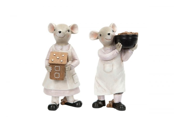 Två möss som bakar pepparkakor, 15 cm.