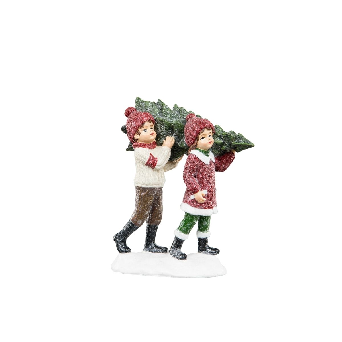 Två barn som bär en julgran