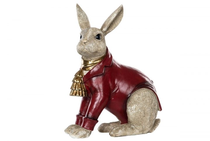 Dekorationskanin i kavaj och halsduk, 40 cm.