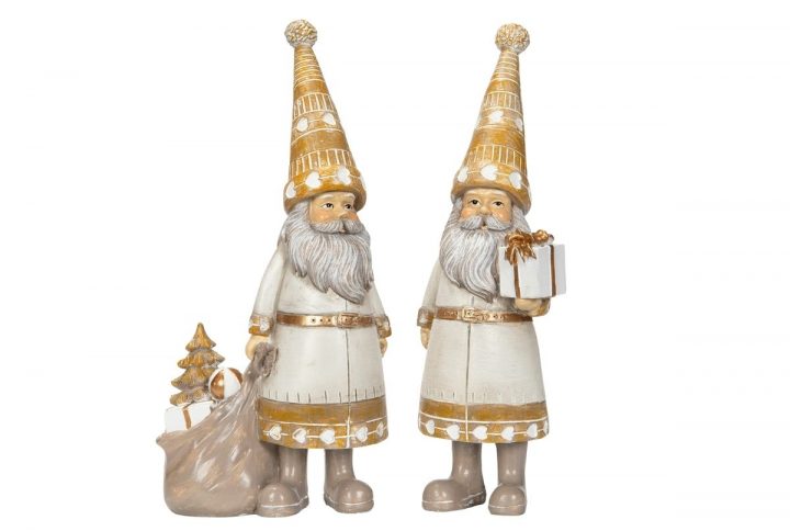 Två tomtar med julklappar, 27 cm.