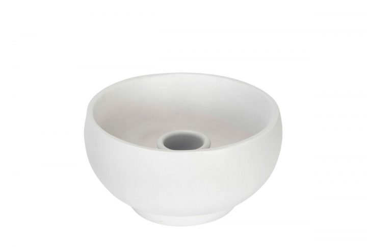 Vit ljushållare med dekorationsskål