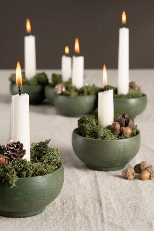 ljushållare med dekorationsskål