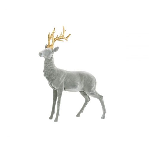 Sammetsbeklädd hjort med guldfärgade horn, 44 cm.