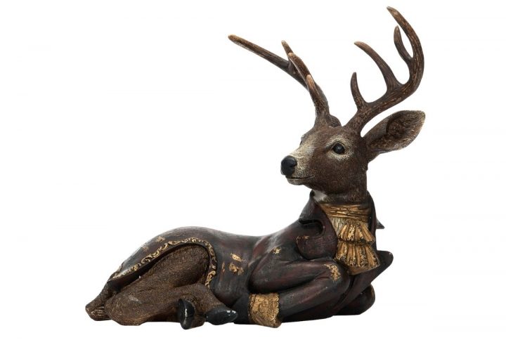 Vilande hjort i poly, 35 cm.