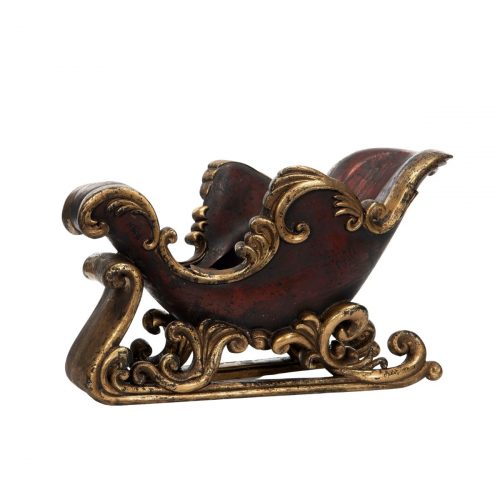 Vinhållare formad som släde, 30 cm.