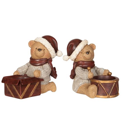 Set med två nallebjörnar med ljushållare, 10 cm.