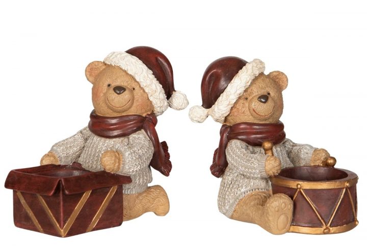 Set med två nallebjörnar med ljushållare, 10 cm.