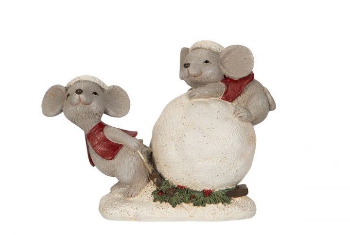 Två möss med snöboll i poly.