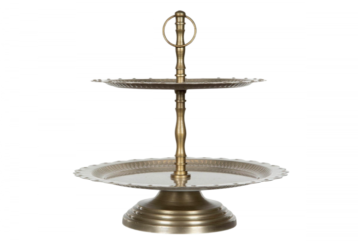 Våningsfat i sandfärgad emalj.