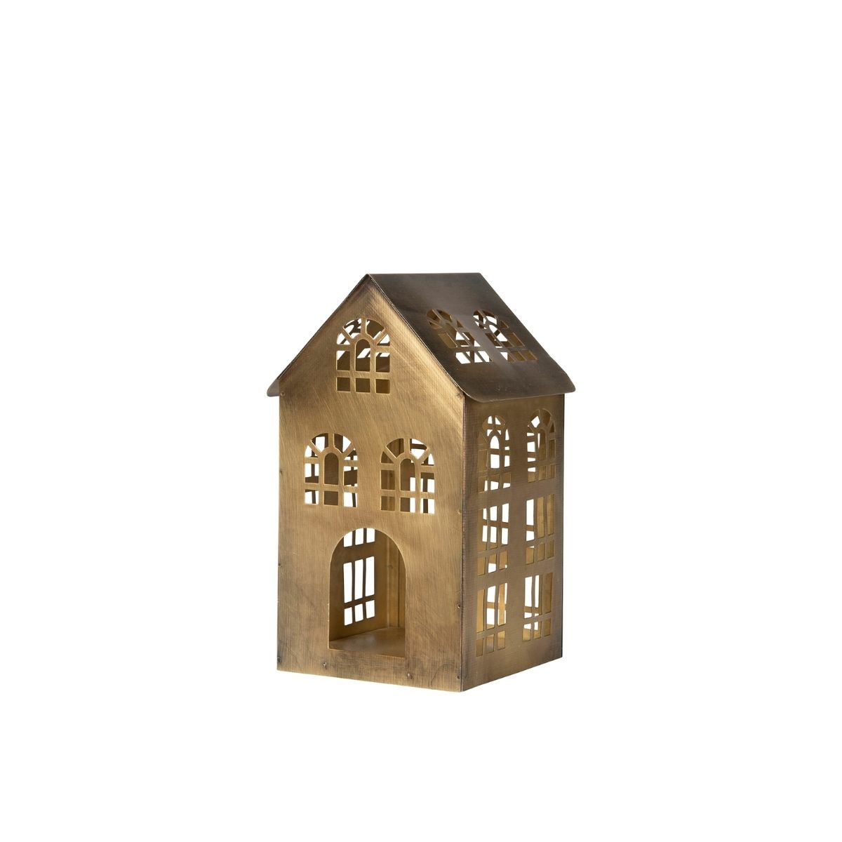 Metall lykta i husform