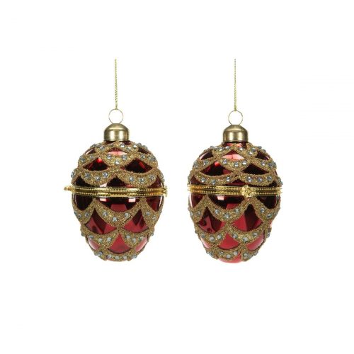 Hänge öppningsbart glitterägg i glas, 9 cm.