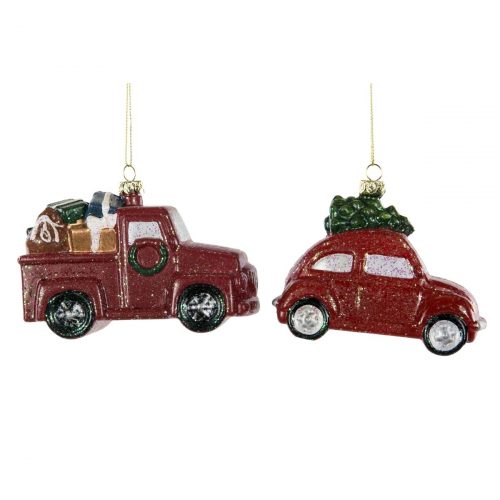 Julkula formade som bilar med julgranar