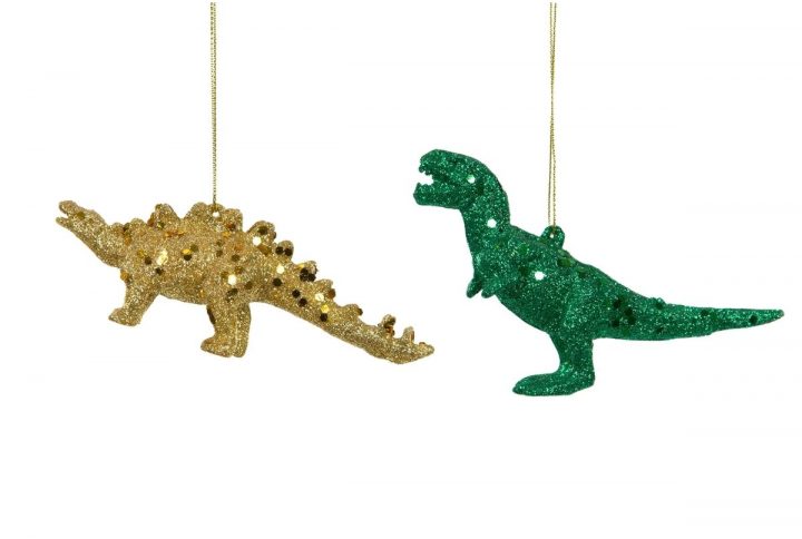 Små glittriga dinosauriehängdekorationer, 5 cm.