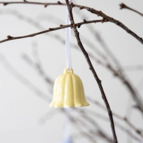 Gul klocklilja hängande blomdekoration i keramik